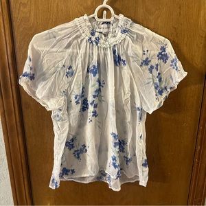Bella Dahl smocked high neck floral tee